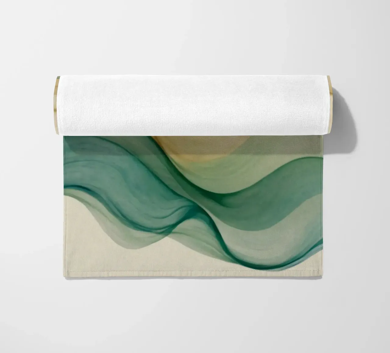 Elegant abstract waves in soft tones create a calming art beach towel by DesignDoodle