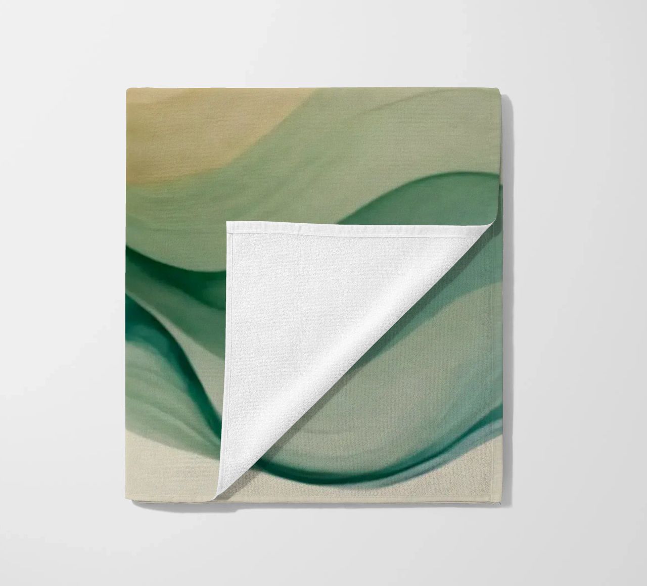 Elegant abstract waves in soft tones create a calming art beach towel by DesignDoodle