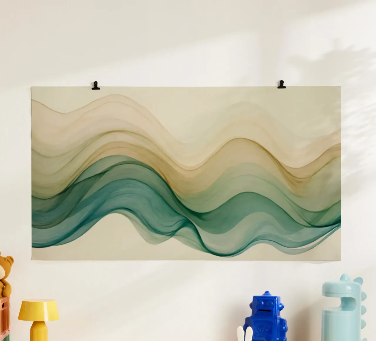 Elegante abstrakte Wellen in sanften Tönen schaffen ein beruhigendes Kunstwerk Hahnemühle von DesignDoodle