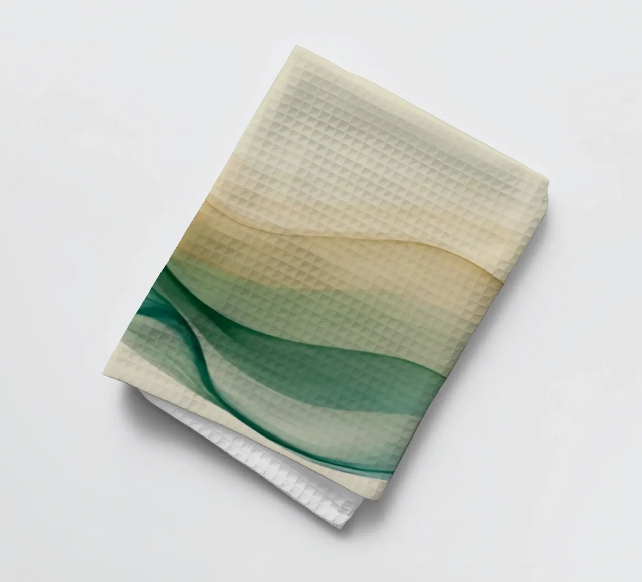 Elegant abstract waves in soft tones create a calming art tea towel by DesignDoodle