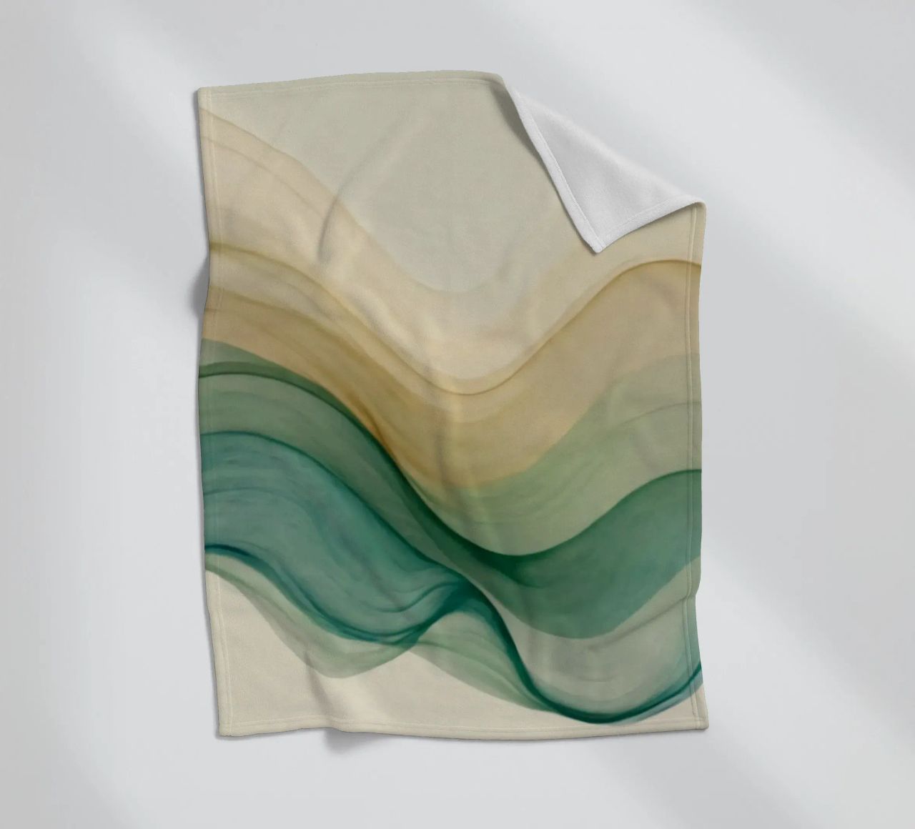 Elegant abstract waves in soft tones create a calming art fleece blanket by DesignDoodle