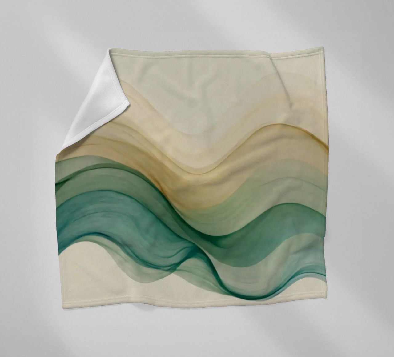 Elegant abstract waves in soft tones create a calming art fleece blanket by DesignDoodle
