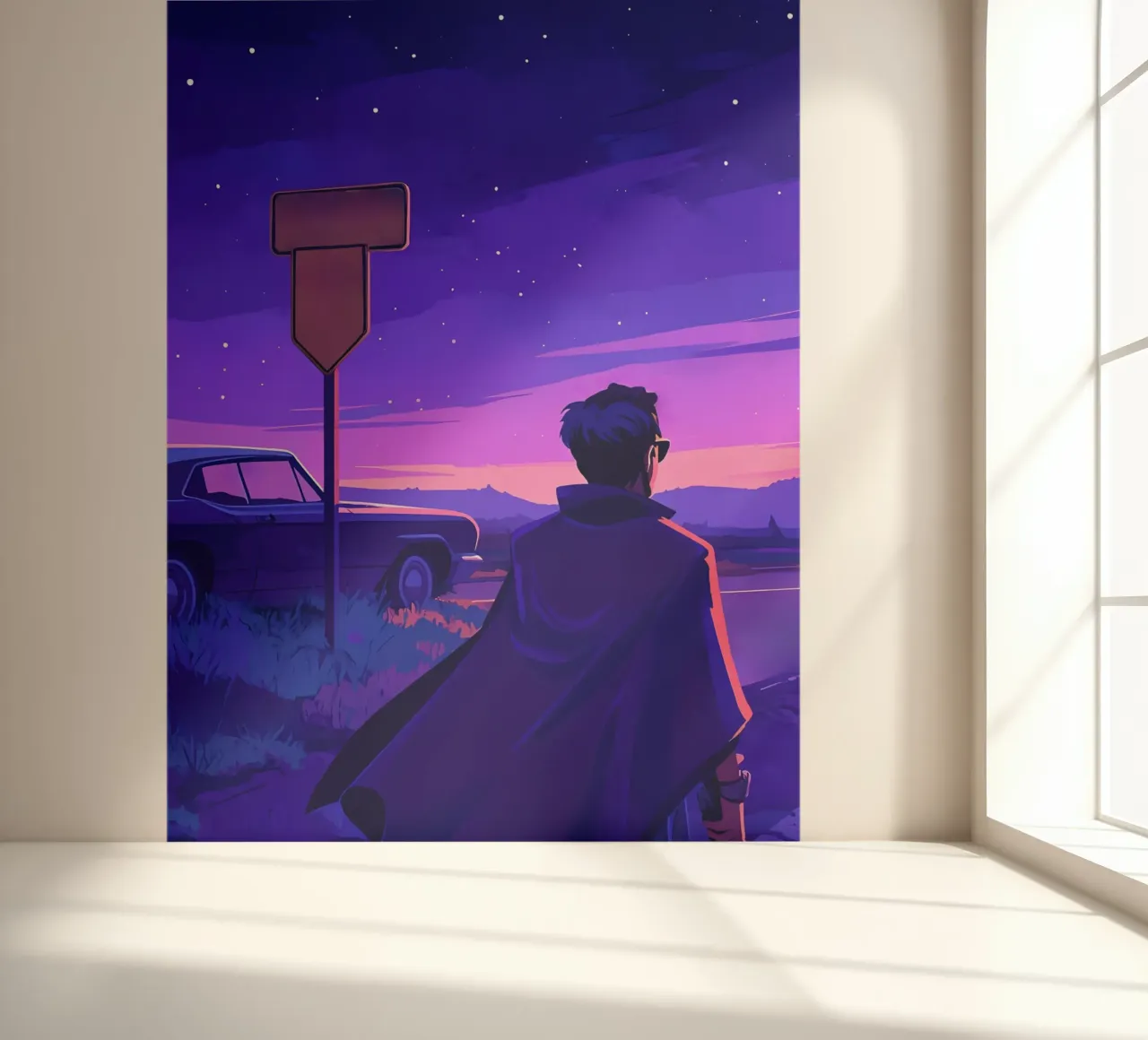 A Person Standing Near His Car In Evening Lofi Art photo wallpaper by LoFi Gallery