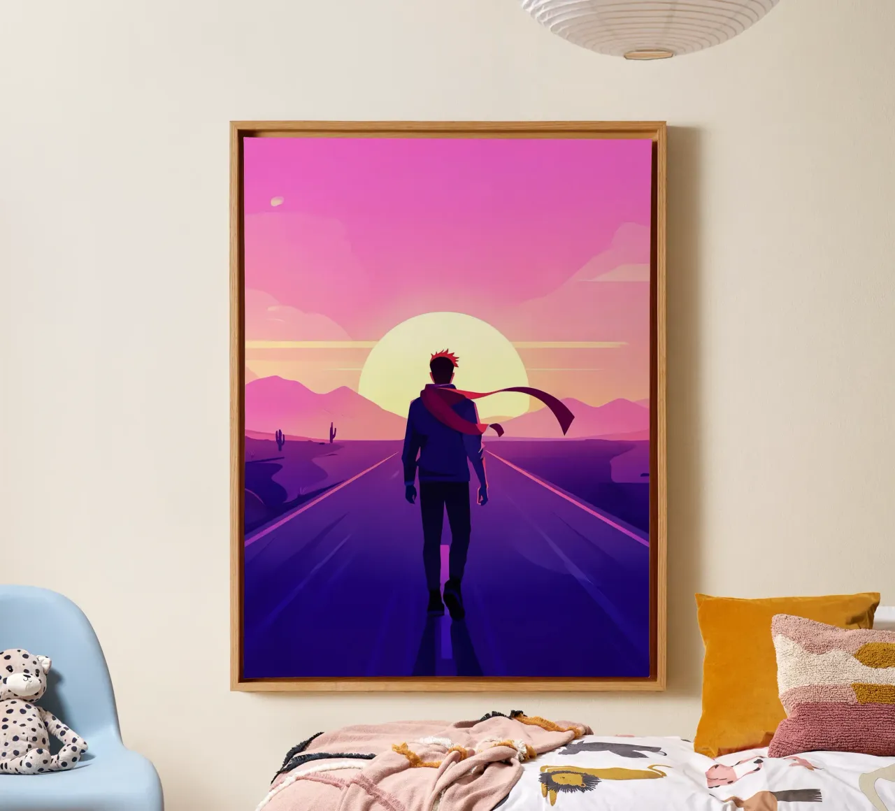 A Person Walking To A Sunset Path Lofi Art canvas by LoFi Gallery