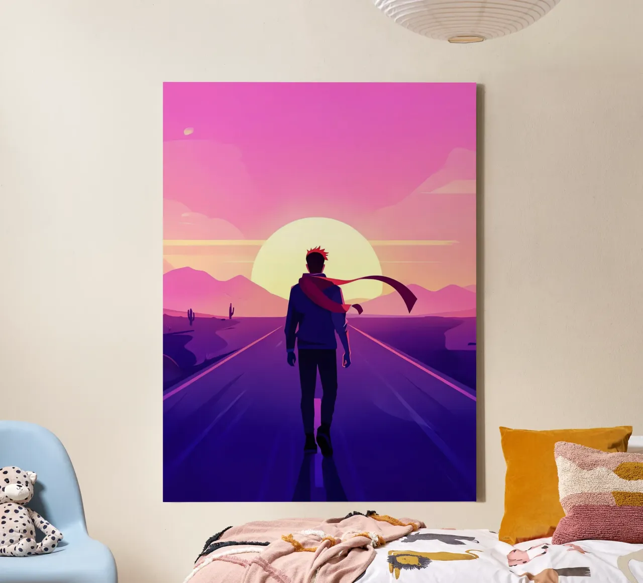 A Person Walking To A Sunset Path Lofi Art canvas by LoFi Gallery