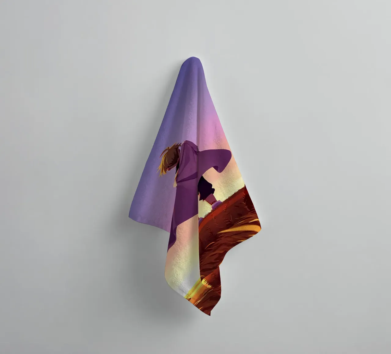 A Person Standing In Fields Alone Lofi Art towel by LoFi Gallery