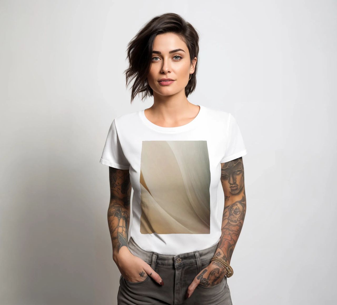 Smooth flowing abstract pattern creating a tranquil art women's fitted t-shirt by DesignDoodle