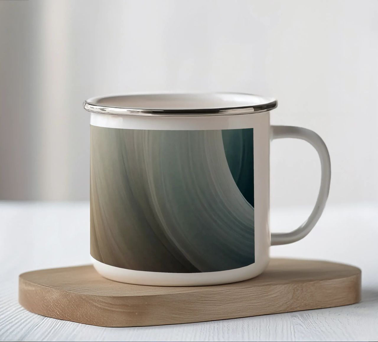 Smooth flowing abstract pattern creating a tranquil art enamel mug by DesignDoodle