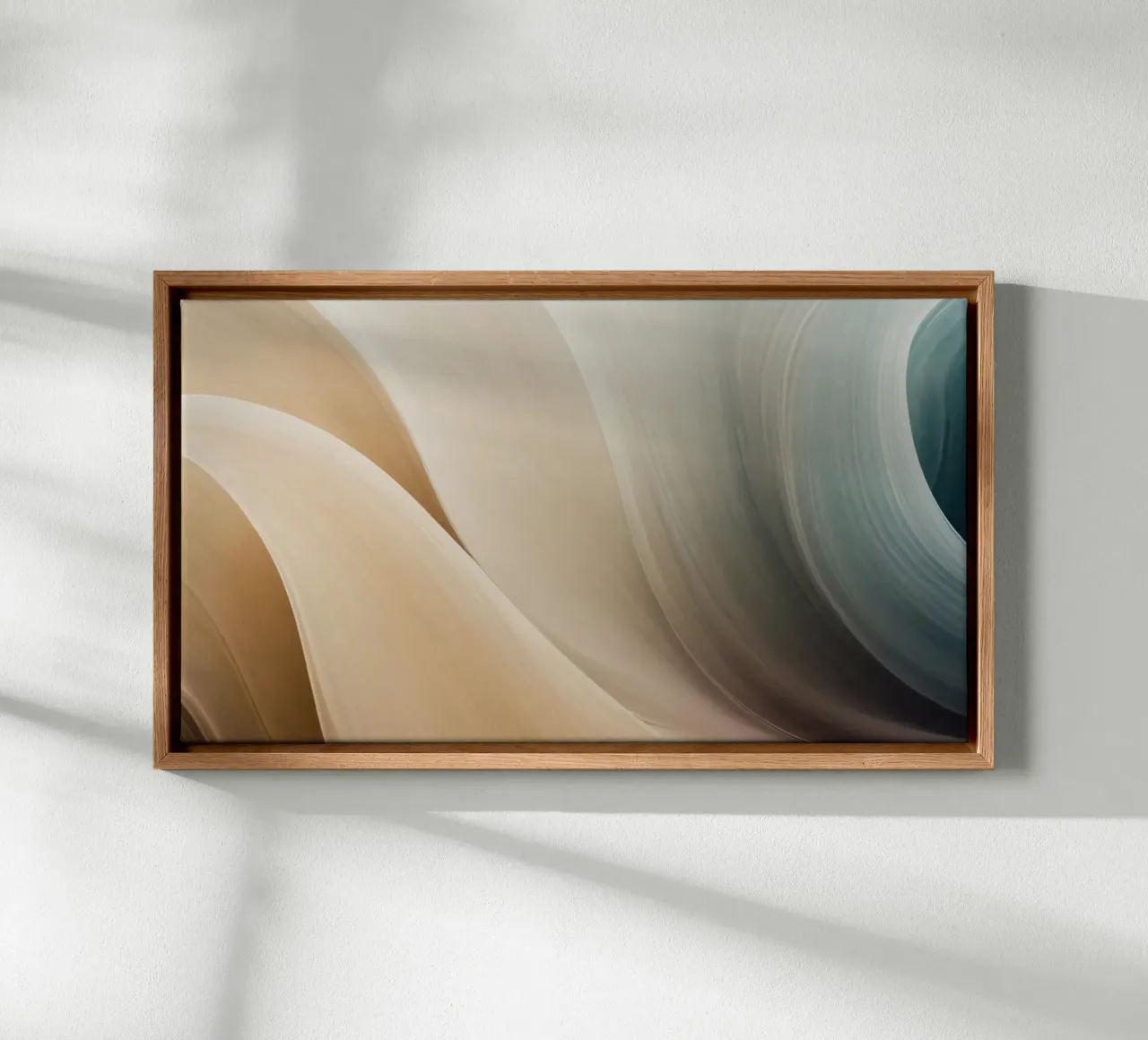 Smooth flowing abstract pattern creating a tranquil art canvas with Floater frame by DesignDoodle