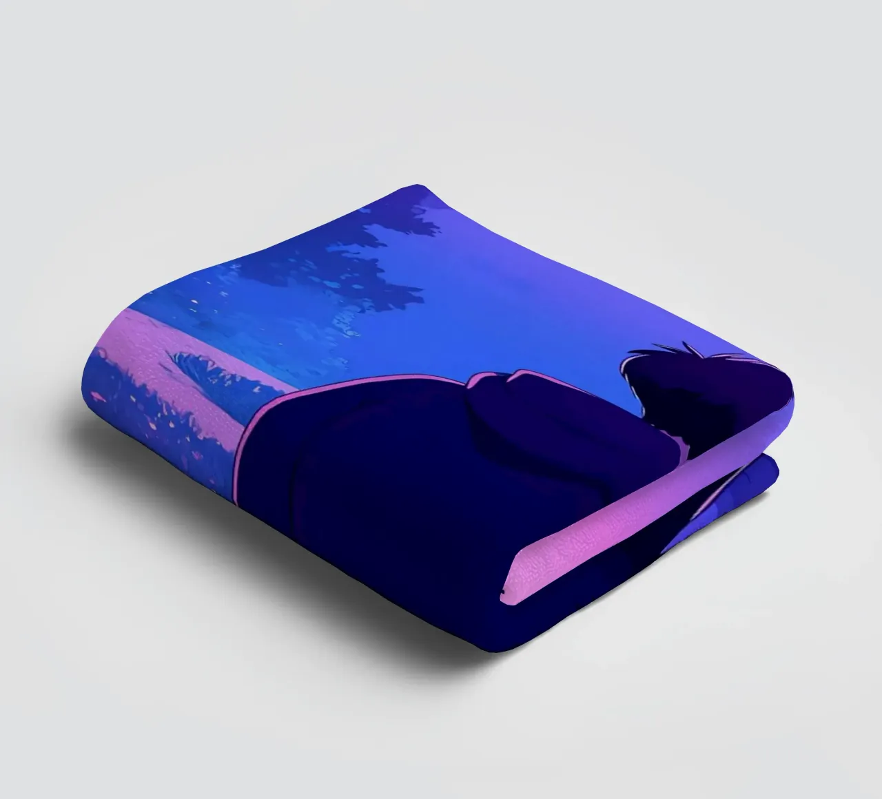 Un garçon marchant dans un sentier de forêt ancienne Lofi Art serviette de bain de LoFi Gallery