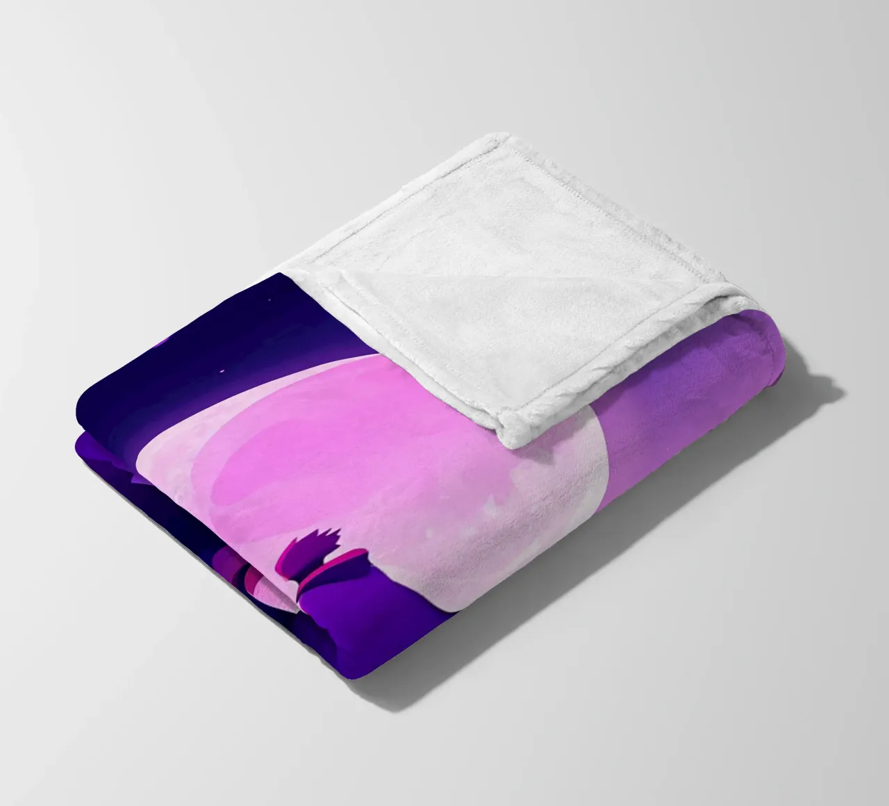 A Boy Standing At Cliff Looking AT Full Moon Lofi Art fleece blanket by LoFi Gallery