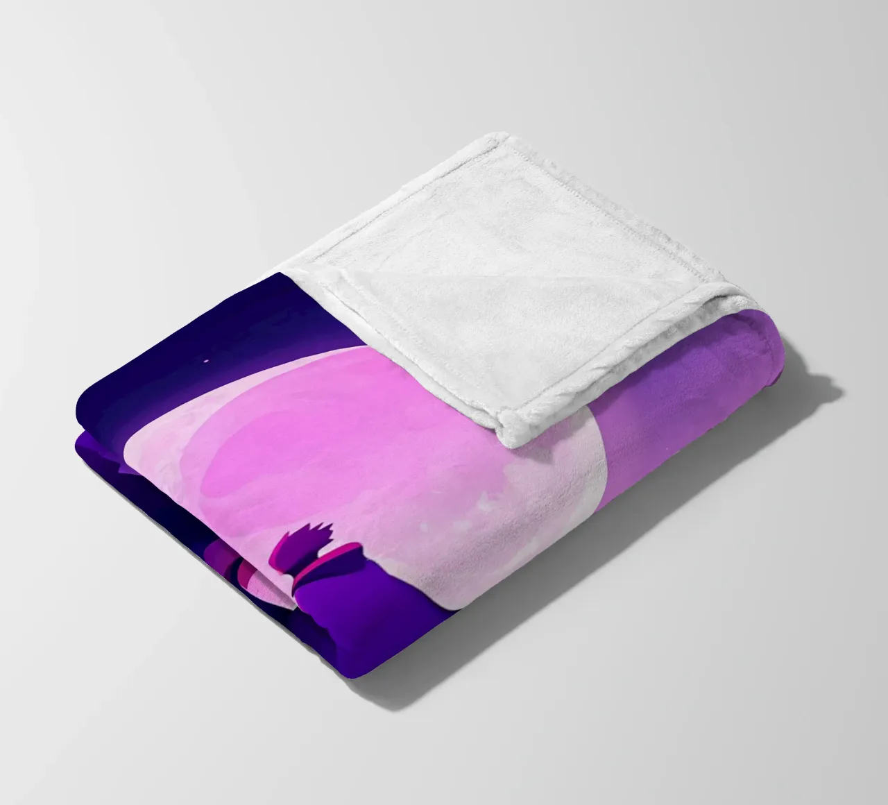 A Boy Standing At Cliff Looking AT Full Moon Lofi Art fleece blanket by LoFi Gallery