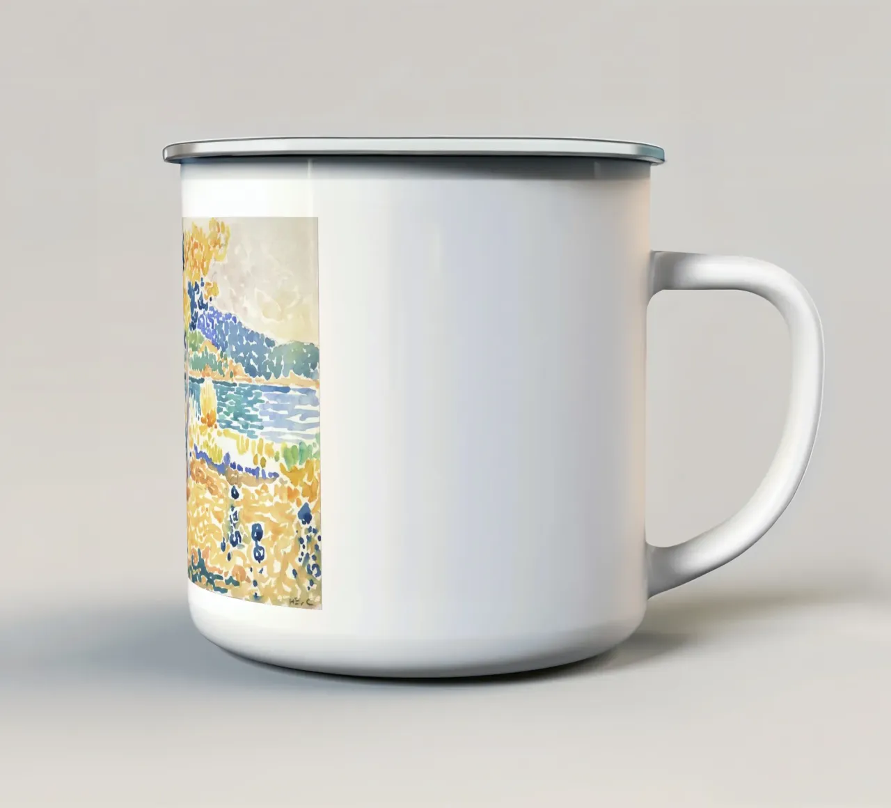 Henri-Edmond Cross - "Pines on the Coastline" (1890s-1900s) tazza in smalto da Venus Art
