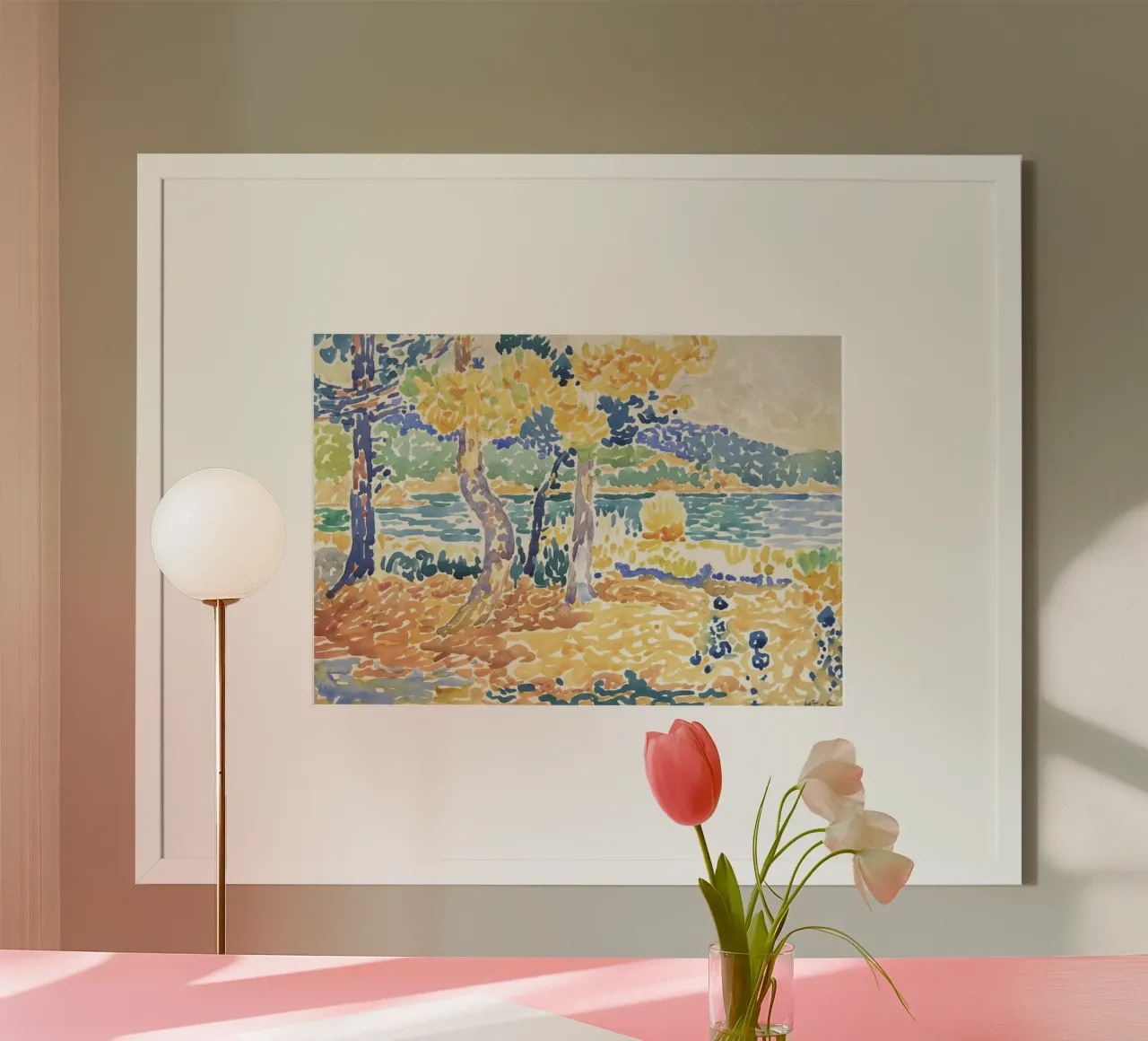 Henri-Edmond Cross - "Pines on the Coastline" (1890s-1900s) poster con telaio in alluminio da Venus Art