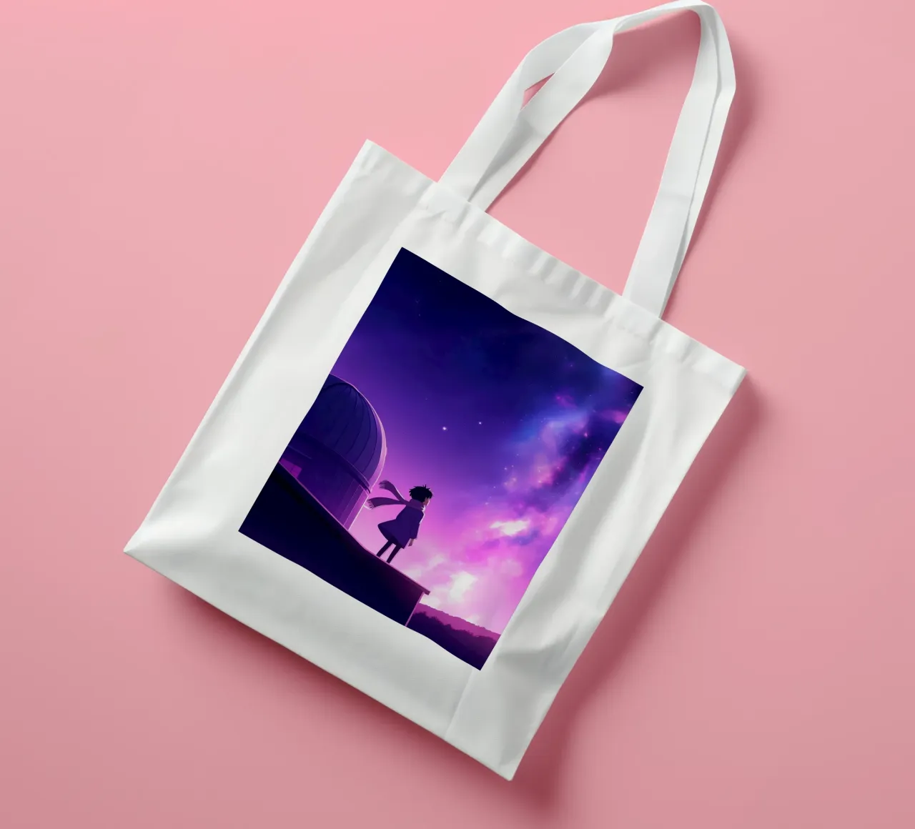 Una ragazza in piedi e guardando il cielo notturno Lofi Art borsa in juta da LoFi Gallery