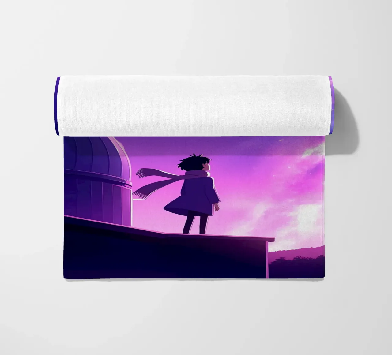 Una ragazza in piedi e guardando il cielo notturno Lofi Art telo mare da LoFi Gallery