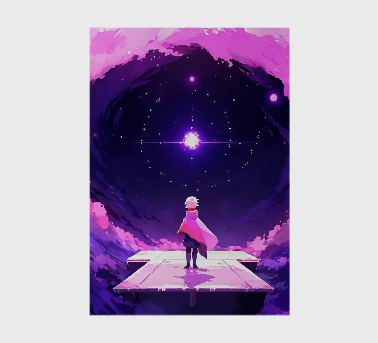 A Person Looking At Another Stars In Dreamy Sky Lofi Art notebook by LoFi Gallery