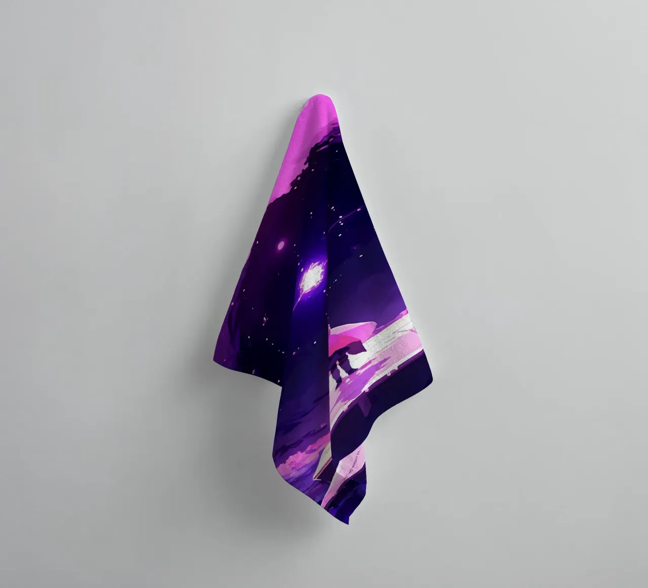Une personne regardant une autre étoile dans un ciel de rêve Lofi Art serviette de bain de LoFi Gallery