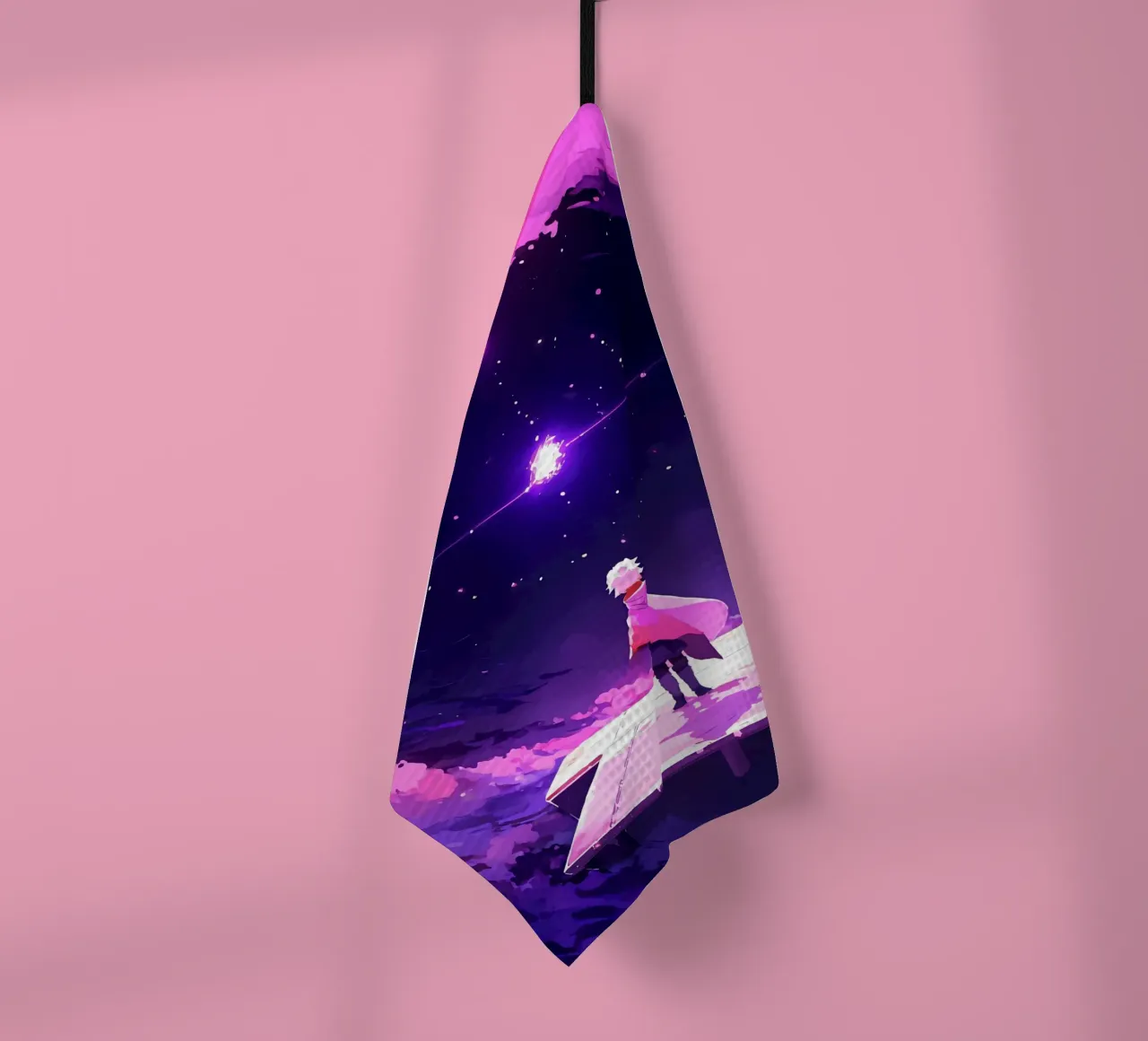 Une personne regardant une autre étoile dans un ciel de rêve Lofi Art torchon de LoFi Gallery