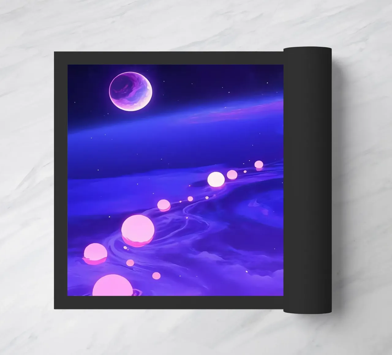 Un ragazzo che cammina su un sentiero da sogno Lofi Art zerbino da LoFi Gallery