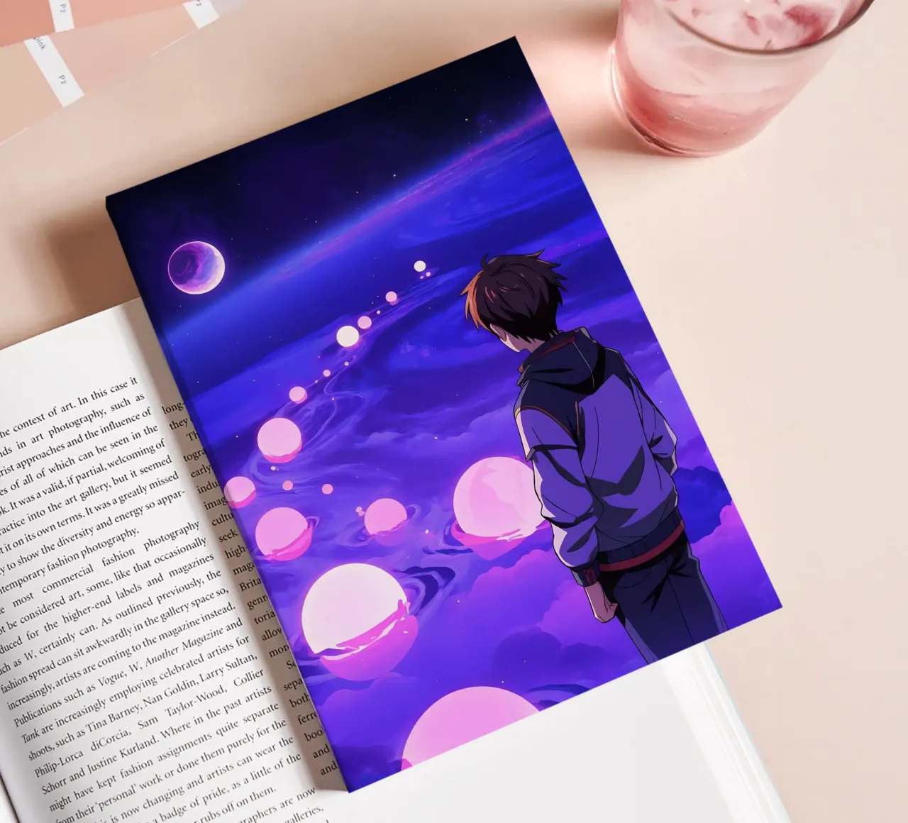 A Boy Walking On A Dreamy Path Lofi Art notebook by LoFi Gallery