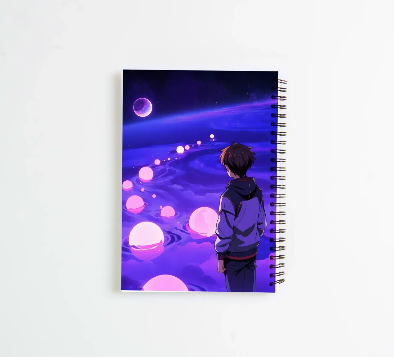 A Boy Walking On A Dreamy Path Lofi Art spiral notebook by LoFi Gallery