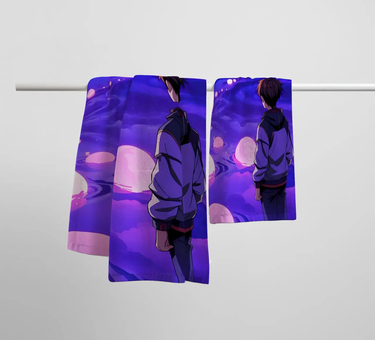 A Boy Walking On A Dreamy Path Lofi Art towel by LoFi Gallery