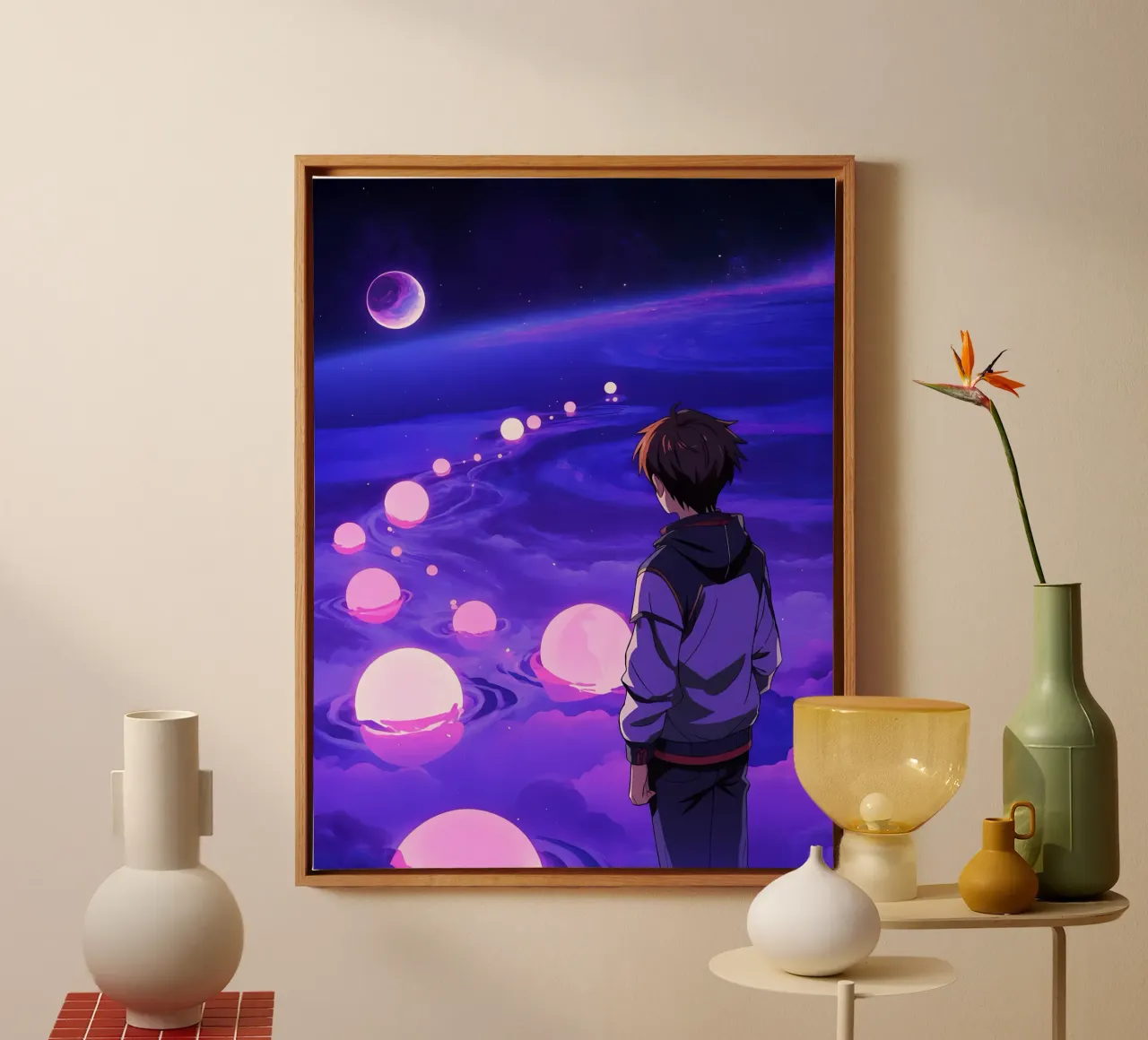 A Boy Walking On A Dreamy Path Lofi Art canvas by LoFi Gallery
