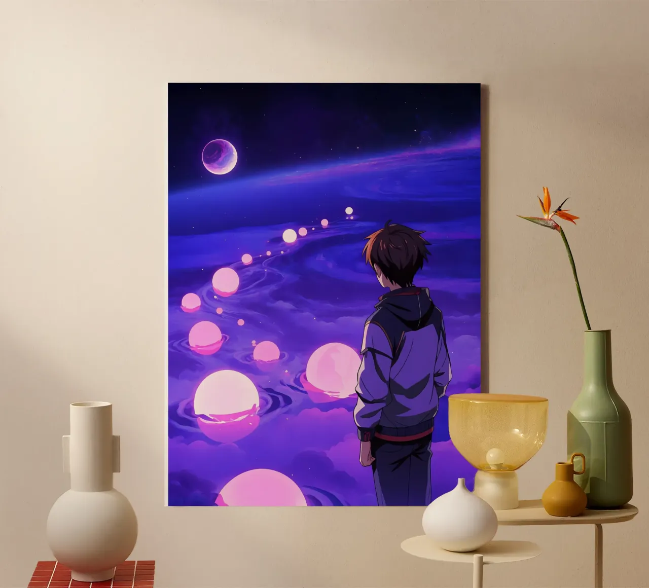 A Boy Walking On A Dreamy Path Lofi Art canvas by LoFi Gallery