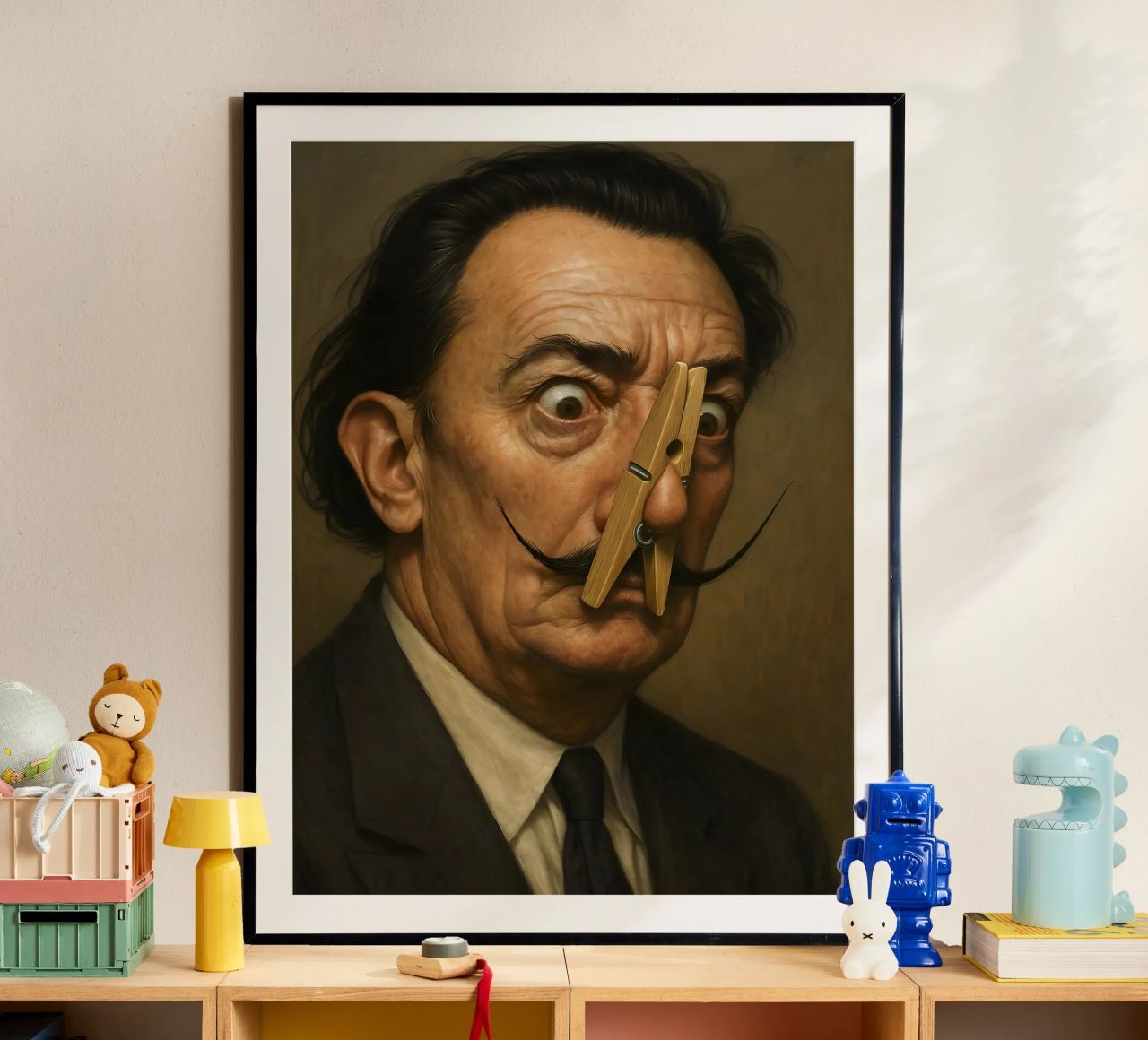 SALVADOR DALI DRÔLE SALLE DE BAIN TOILETTE PORTRAIT poster de ARTOMATIC