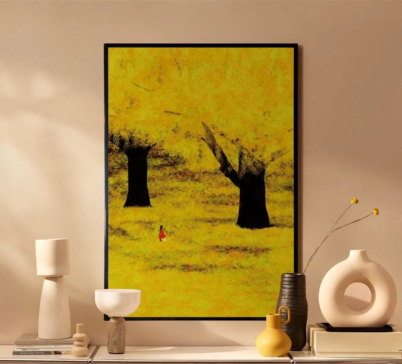 Golden Leaves poster con telaio in alluminio da Duong Tu Tran