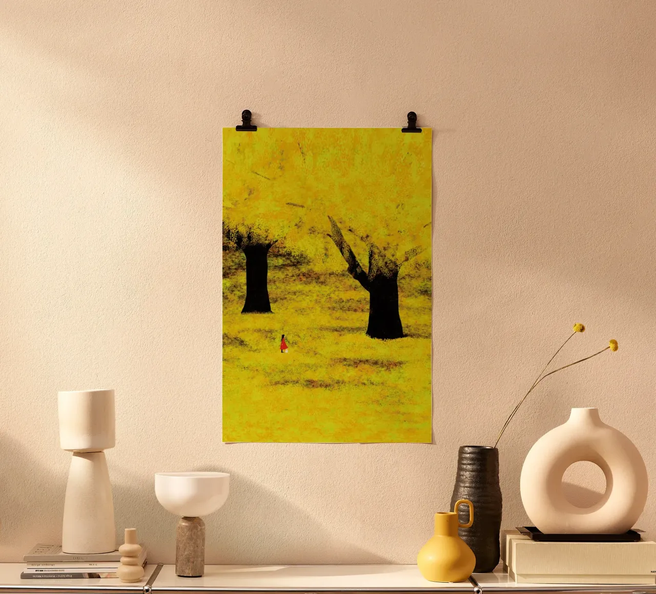 Golden Leaves poster con telaio in alluminio da Duong Tu Tran