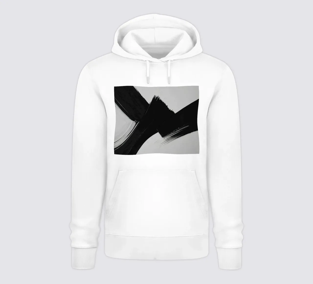 Pennellate astratte in bianco e nero che creano un movimento dinamico felpa con cappuccio da DesignDoodle
