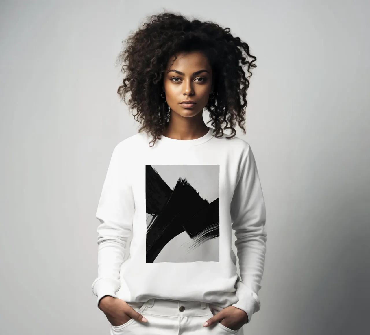 Abstract black and white brush strokes creating dynamic move sweatshirt by DesignDoodle