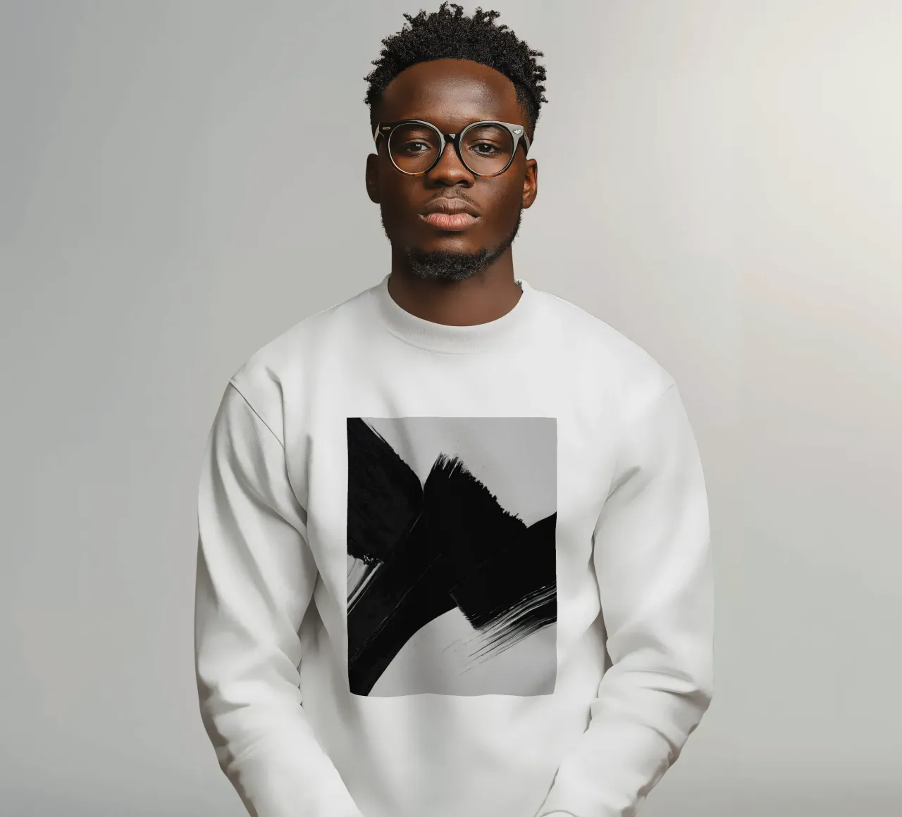 Abstract black and white brush strokes creating dynamic move sweatshirt by DesignDoodle