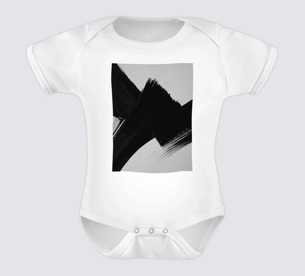 Abstrakte schwarze und weiße Pinselstriche, die eine dynamische Bewegung erzeugen Kurzarm Babybody von DesignDoodle