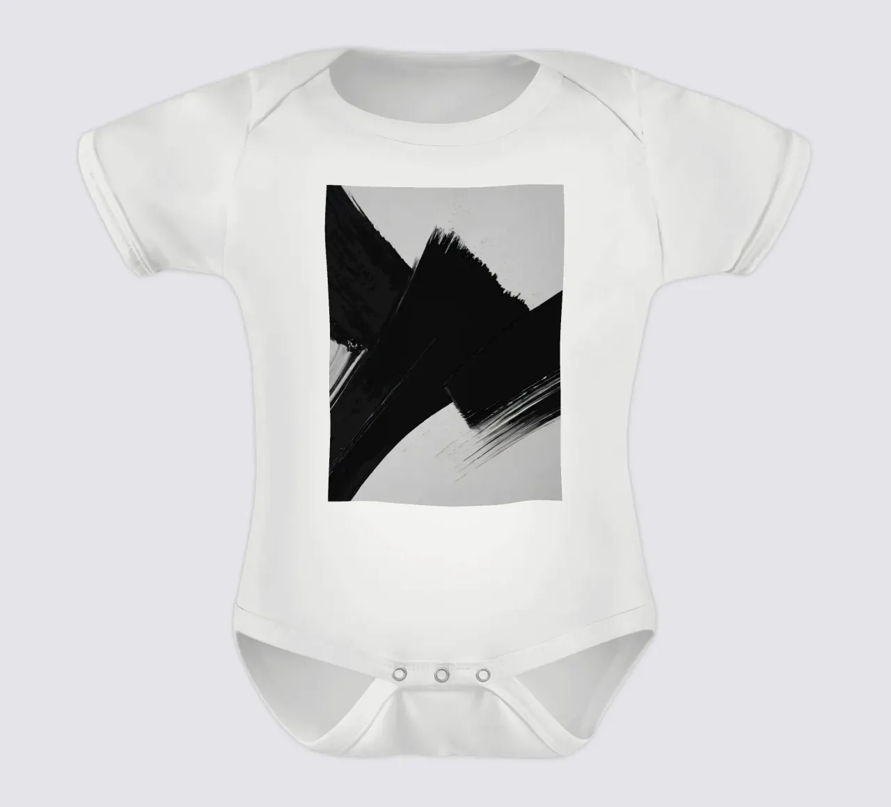 Abstract black and white brush strokes creating dynamic move short-sleeve baby romper by DesignDoodle