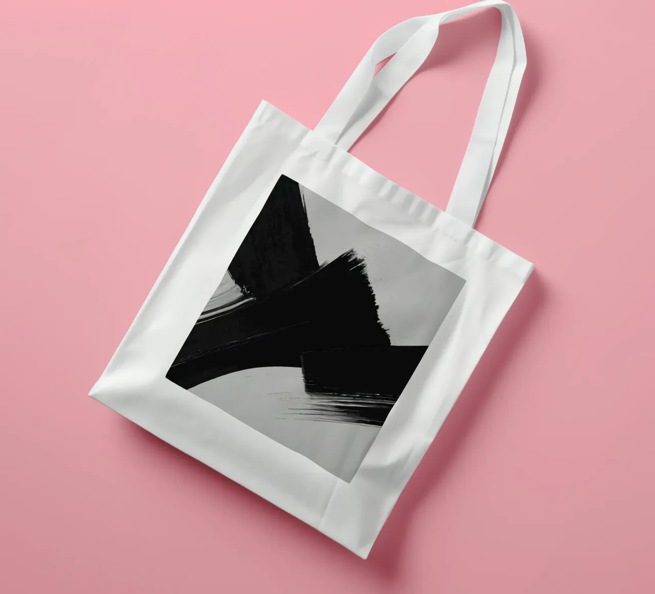 Abstract black and white brush strokes creating dynamic move tote bag by DesignDoodle