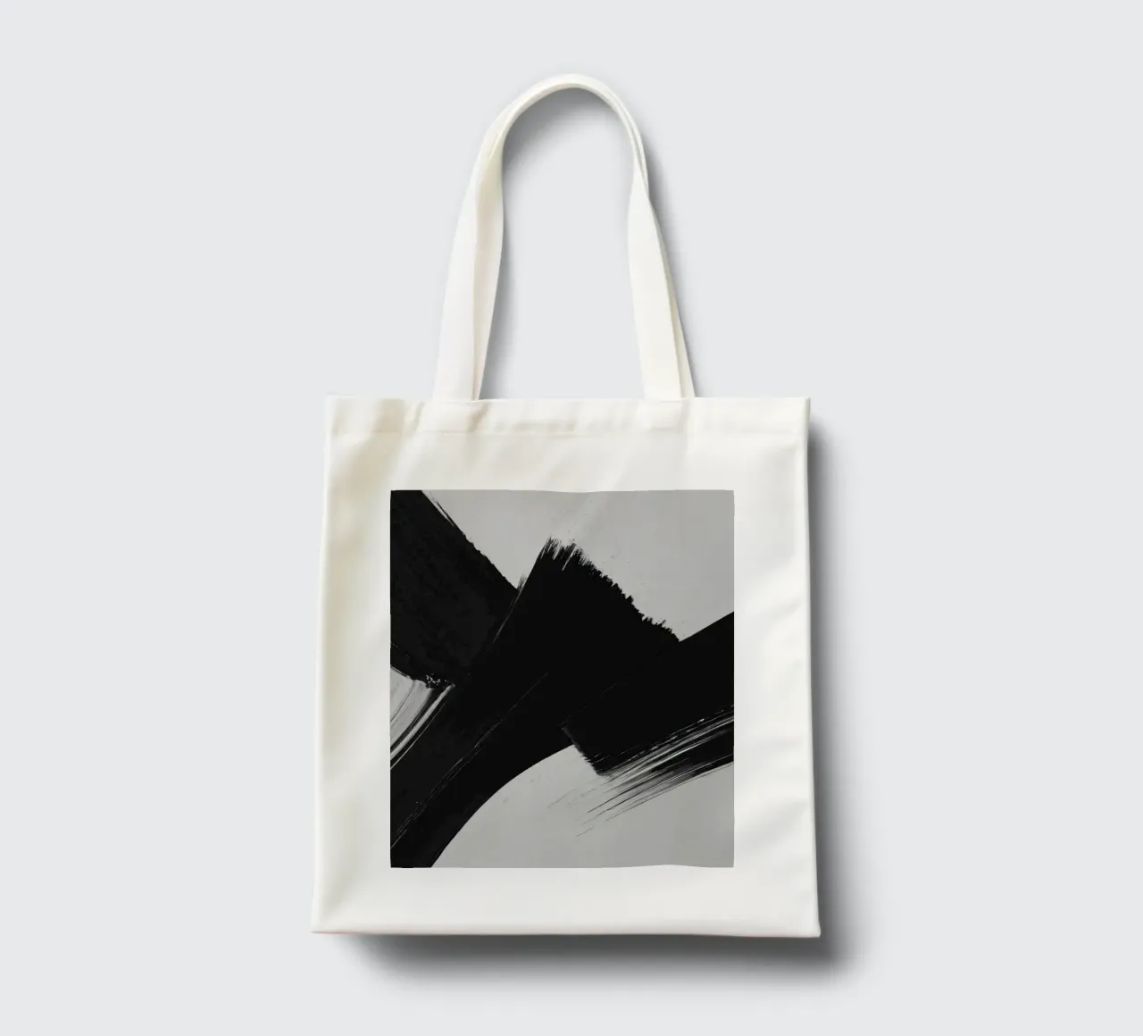 Abstract black and white brush strokes creating dynamic move tote bag by DesignDoodle