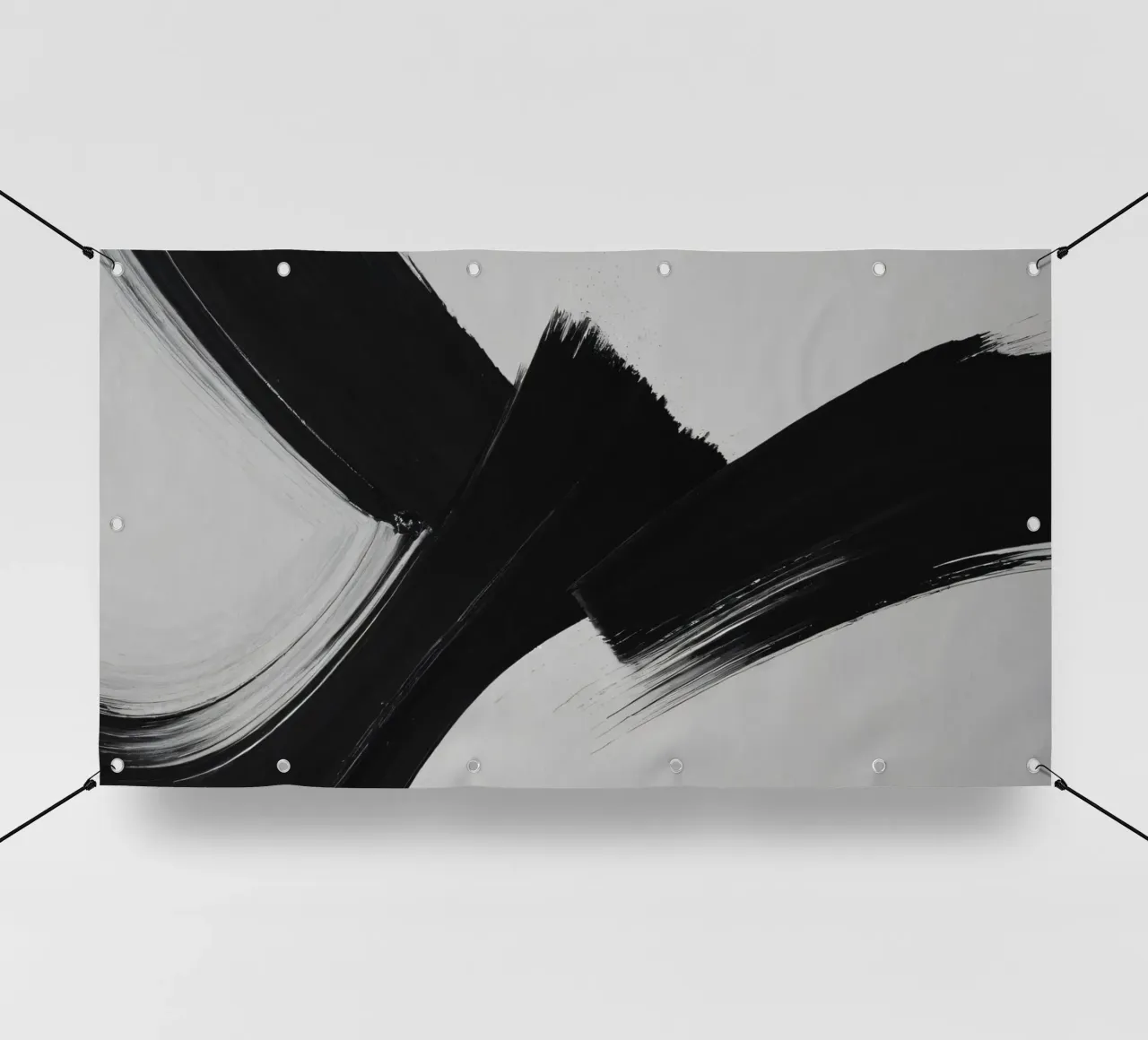 Coups de pinceau abstraits en noir et blanc créant un mouvement dynamique bâche pvc de DesignDoodle