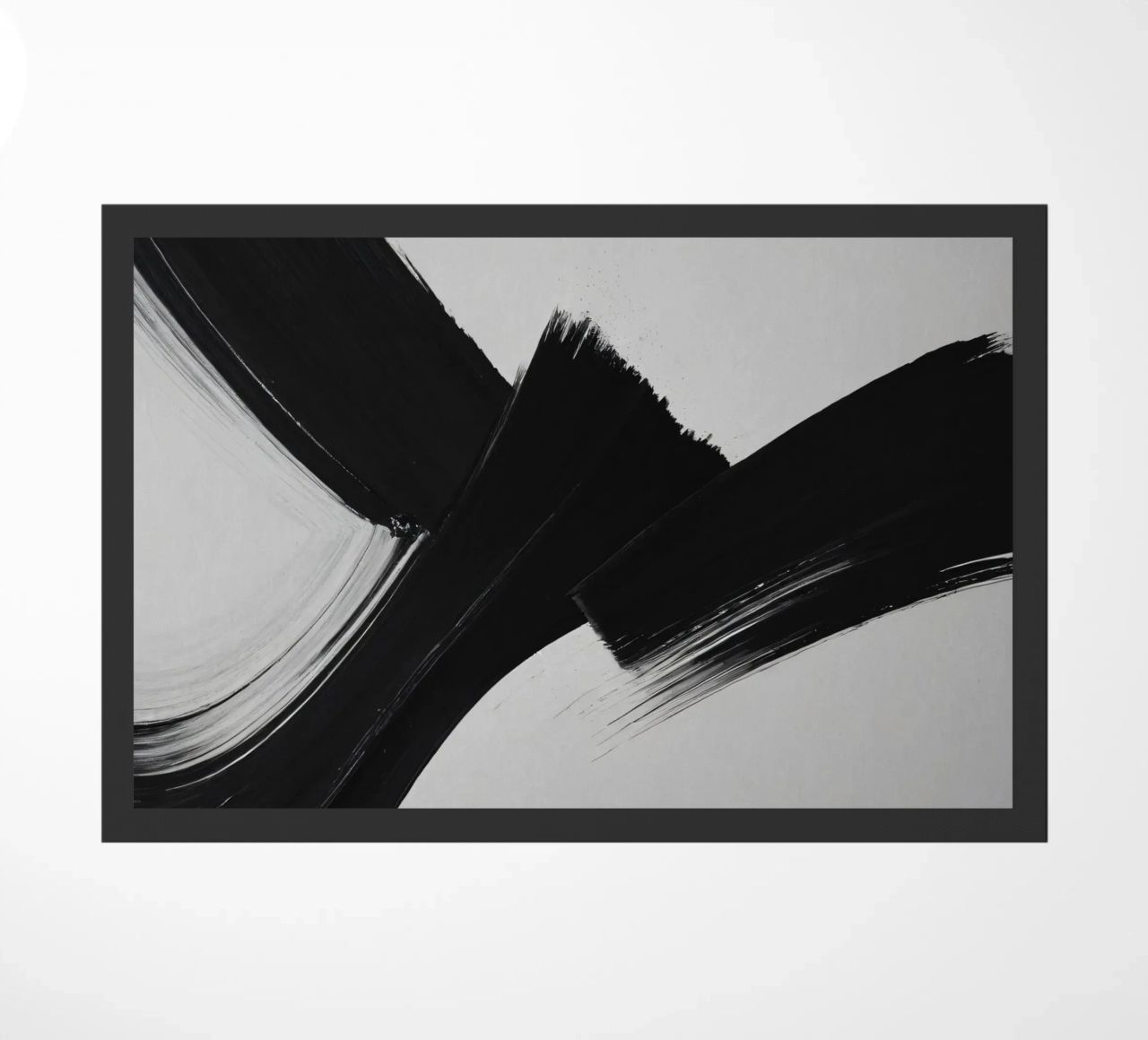 Abstract black and white brush strokes creating dynamic move doormat by DesignDoodle