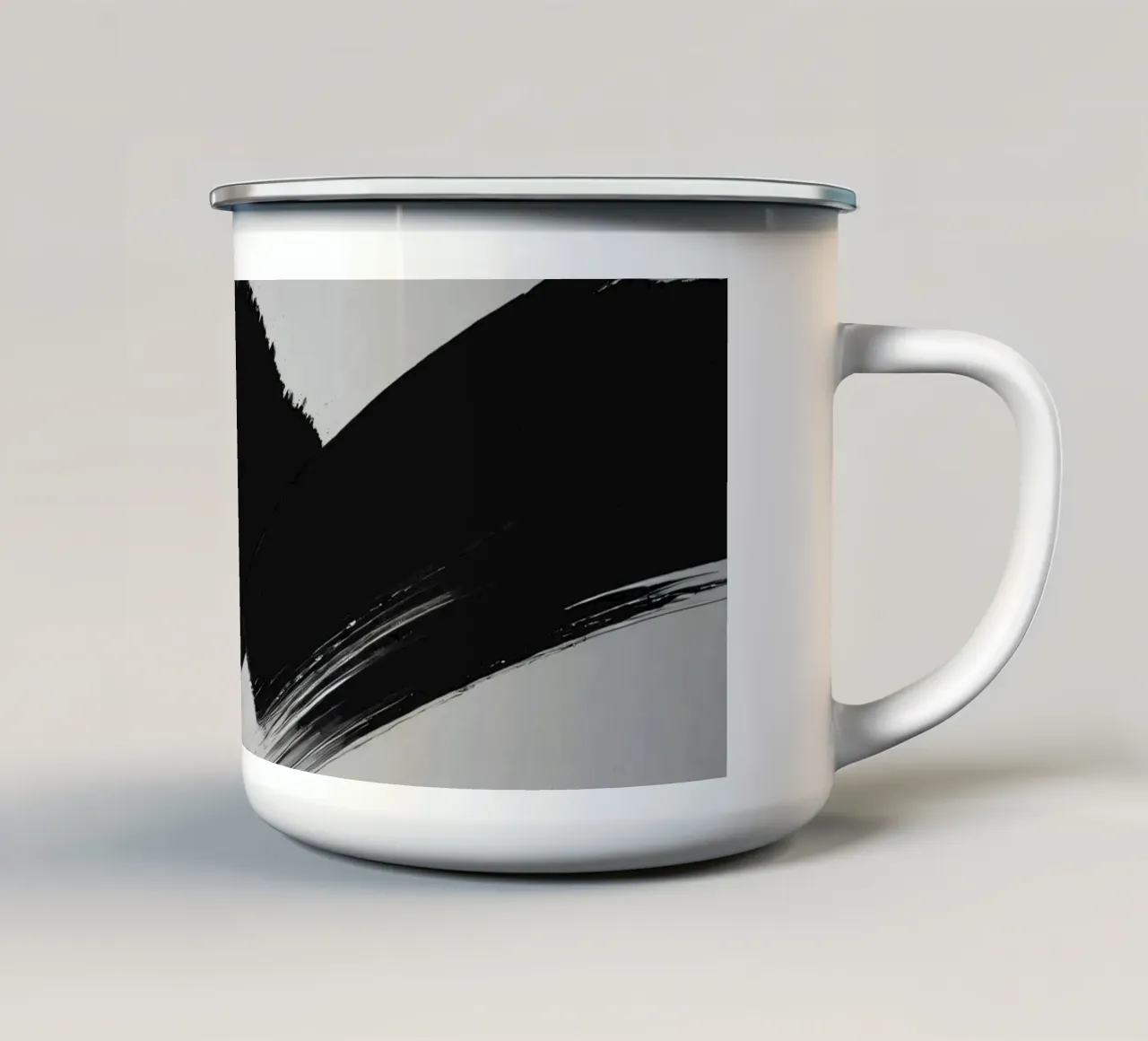 Coups de pinceau abstraits en noir et blanc créant un mouvement dynamique mug en émail de DesignDoodle