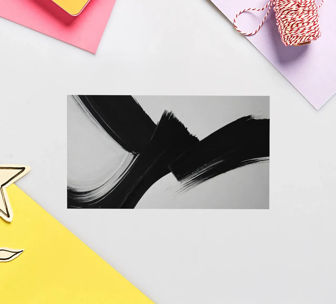Abstract black and white brush strokes creating dynamic move sticker by DesignDoodle