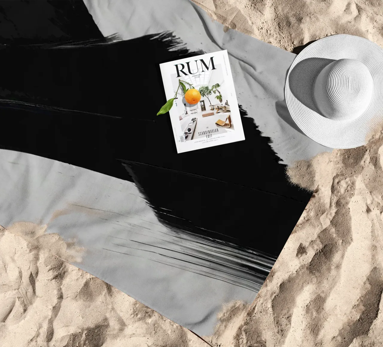 Abstract black and white brush strokes creating dynamic move beach towel by DesignDoodle