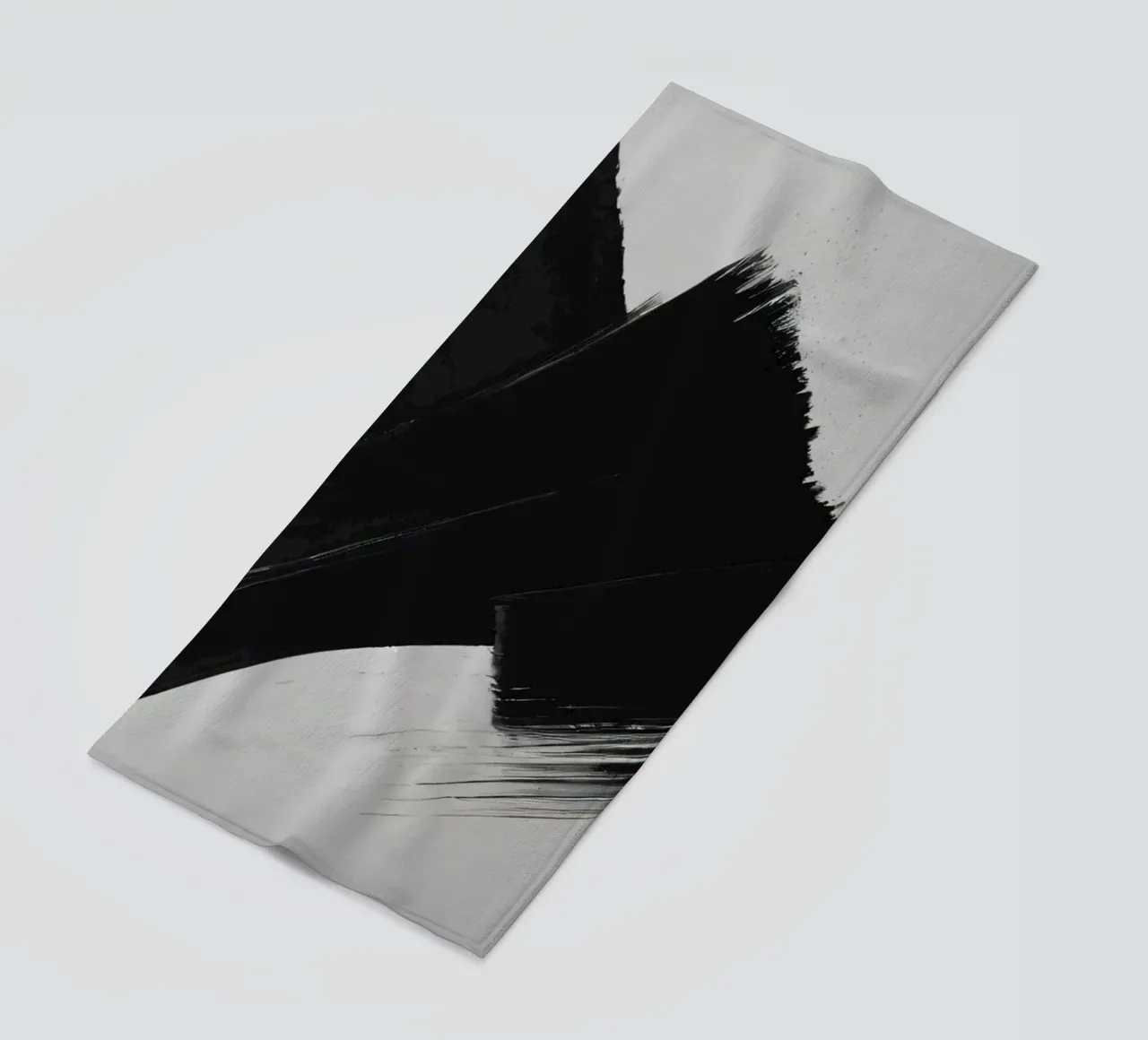 Abstract black and white brush strokes creating dynamic move beach towel by DesignDoodle