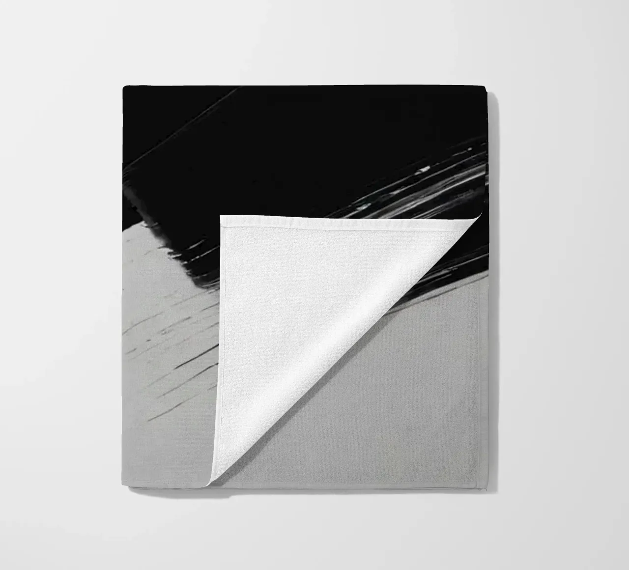 Abstract black and white brush strokes creating dynamic move beach towel by DesignDoodle