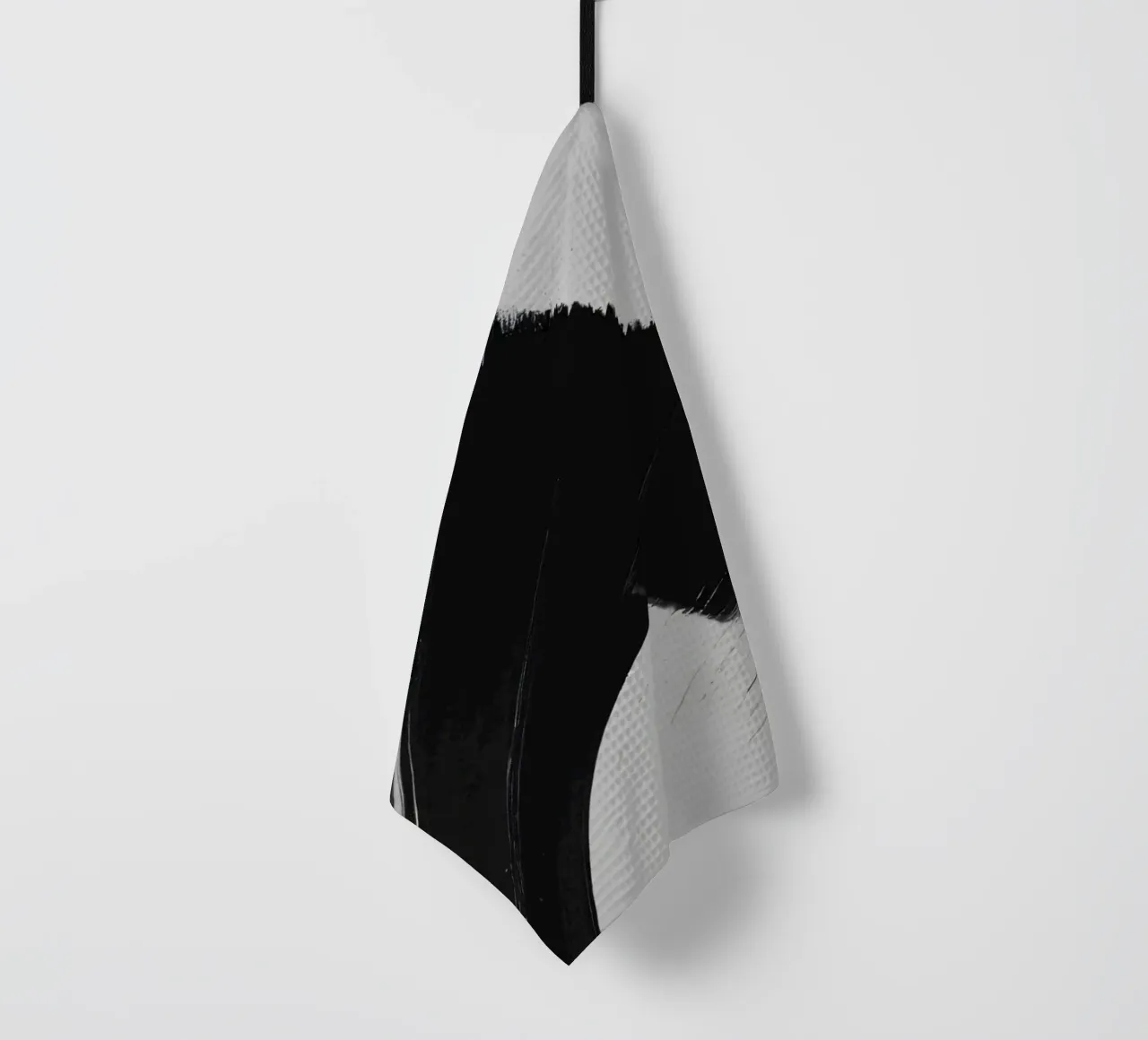 Abstract black and white brush strokes creating dynamic move tea towel by DesignDoodle