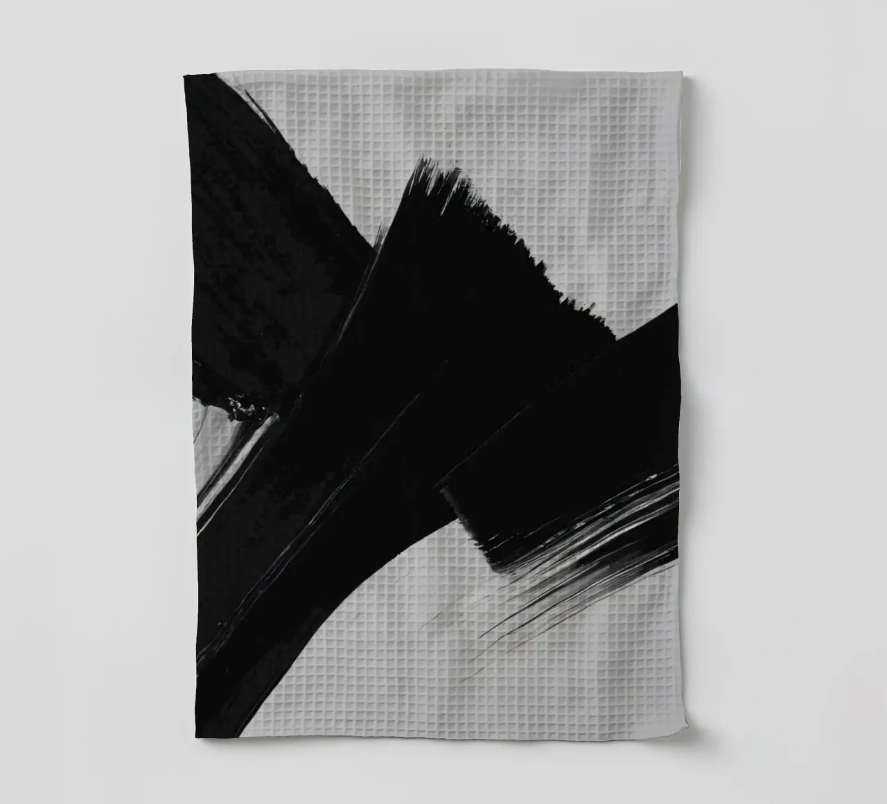 Abstract black and white brush strokes creating dynamic move tea towel by DesignDoodle