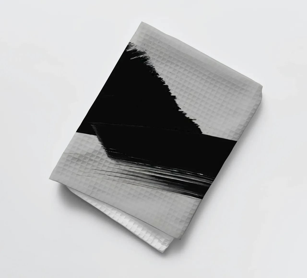 Abstract black and white brush strokes creating dynamic move tea towel by DesignDoodle