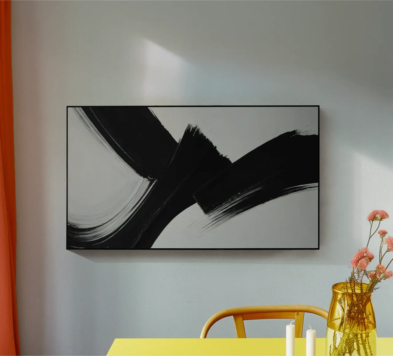 Pennellate astratte in bianco e nero che creano un movimento dinamico plexiglass da DesignDoodle